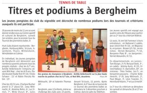 Article de presse - Titres et podiums à Bergheim